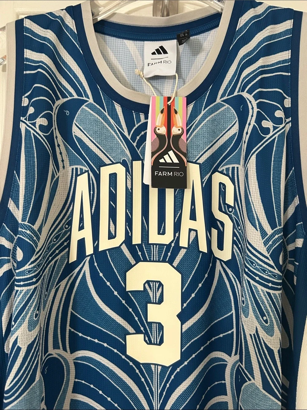 adidas x Farm Rio Floral Blue Printed Sleeveless Maxi Dress Toucans NWT Sz XL - Picture 10 of 13